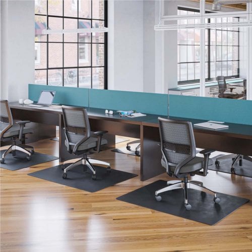 36" x 48" Deflecto® EconoMat Black Chair Mat for Hard Floors (Non-Studded) with Straight Edge - CM21142BLKCOM