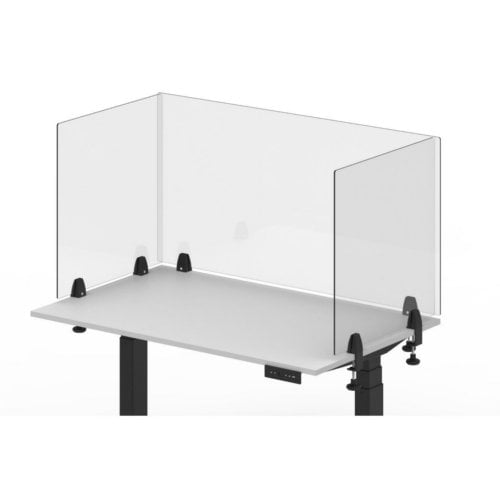 Luxor RECLAIM Clear Acrylic 24" x 24" Clamp-On Sneeze Guard Desk Divider