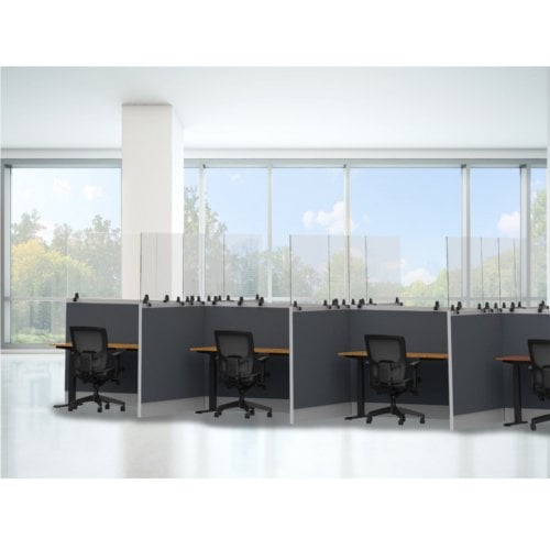 Luxor RECLAIM Clear Acrylic 24" x 30" Clamp-On Sneeze Guard Cubicle Wall Extender