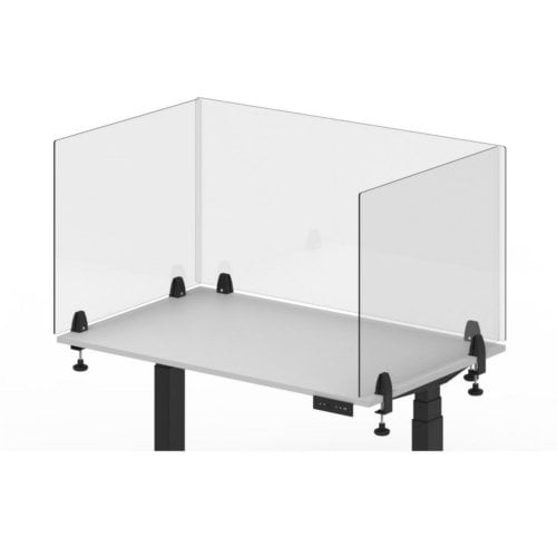 Luxor RECLAIM Clear Acrylic 30" x 24" Clamp-On Sneeze Guard Desk Divider