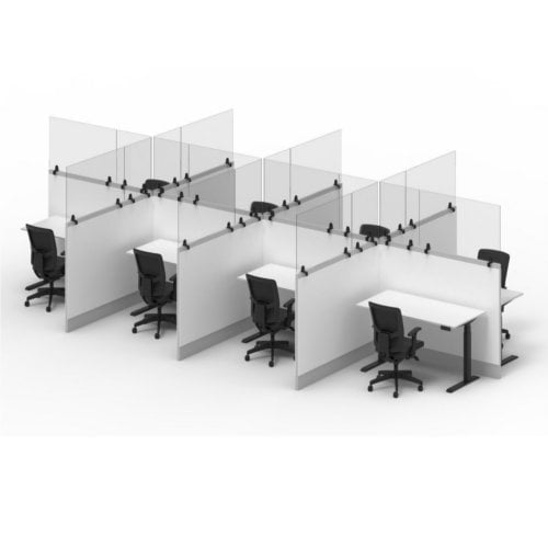Luxor RECLAIM Clear Acrylic 48" x 24" Clamp-On Sneeze Guard Cubicle Wall Extender