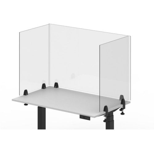 Luxor RECLAIM Clear Acrylic 48" x 30" Clamp-On Sneeze Guard Desk Divider