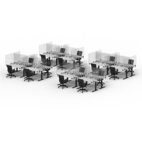 Luxor RECLAIM Clear Acrylic 48" x 30" Clamp-On Sneeze Guard Desk Divider