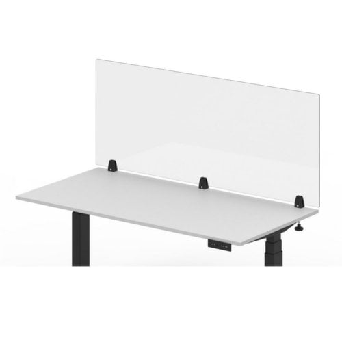 Luxor RECLAIM Clear Acrylic 60" x 24" Clamp-On Sneeze Guard Desk Divider