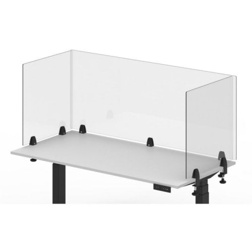 Luxor RECLAIM Clear Acrylic 60" x 24" Clamp-On Sneeze Guard Desk Divider