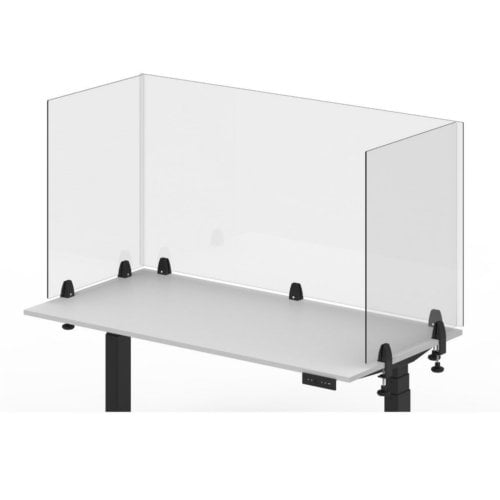 Luxor RECLAIM Clear Acrylic 60" x 30" Clamp-On Sneeze Guard Desk Divider
