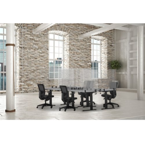 Luxor RECLAIM Frosted Acrylic Clamp-On Sneeze Guard Desk Dividers