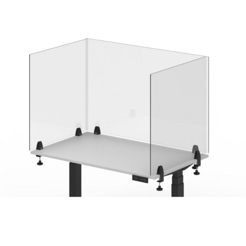 Luxor RECLAIM Frosted Acrylic 30" x 30" Clamp-On Sneeze Guard Desk Divider