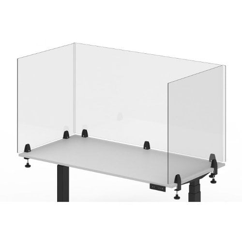 Luxor RECLAIM Frosted Acrylic 60" x 30" Clamp-On Sneeze Guard Desk Divider