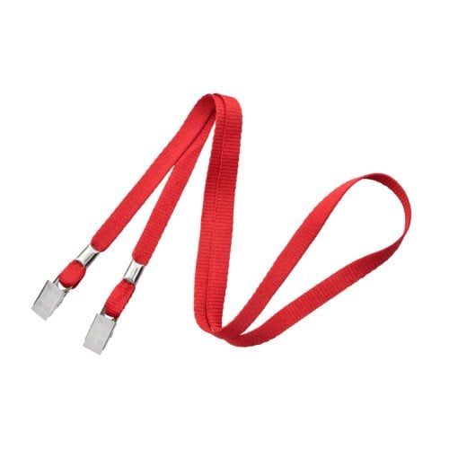 3/8" Flat Open Ended Lanyards with Two Bulldog Clips - 100pk