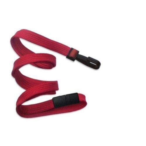 Red Flat Braid Break-Away Lanyard with Narrow Hook - 100pk
