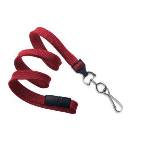 Red Flat Braid Break-Away Lanyard with NPS Swivel Hook - 100pk
