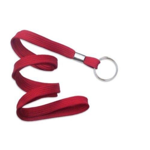 Red Flat Braid Lanyard with NPS Split Ring - 100pk