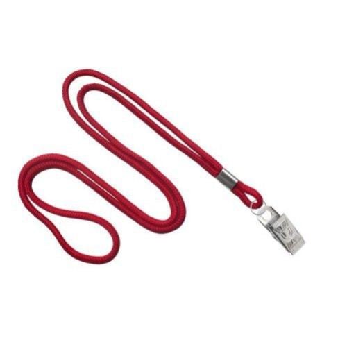 Red Round Braid Lanyard with NPS Bulldog Clip - 100pk