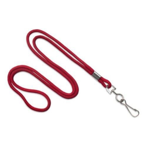 Red Round Braid Lanyard with NPS Swivel Hook - 100pk