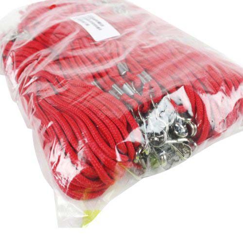 Red Round Braid Lanyard with NPS Swivel Hook - 100pk
