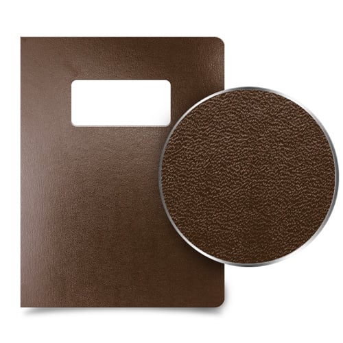Brown 8.75" x 11.25" Regency Leatherette Vinyl Covers with Windows - 100 Sets