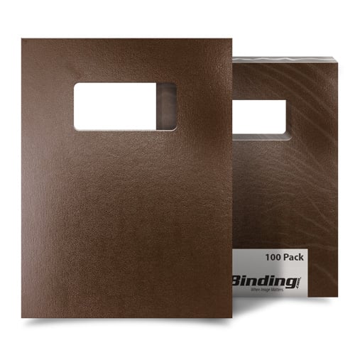 Brown 9" x 11" Regency Leatherette Vinyl Covers with Windows - 100 Sets