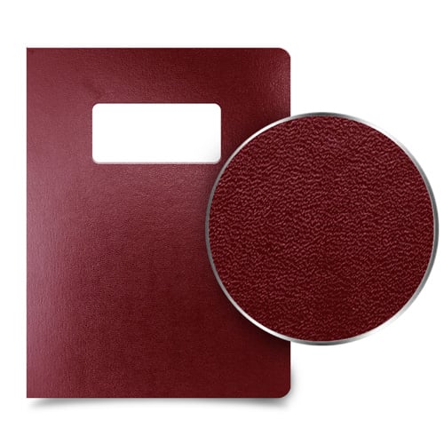 Maroon 8.75" x 11.25" Regency Leatherette Vinyl Covers with Window - 100pk