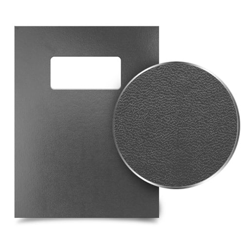 Dark Gray 8.5" x 11" Regency Leatherette Vinyl Covers with Windows - 100 Sets