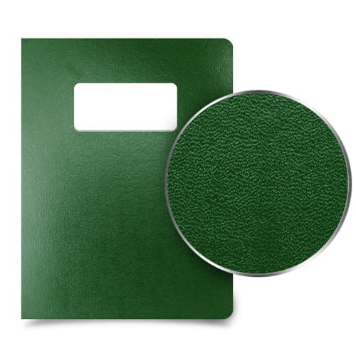 Dark Green 8.75" x 11.25" Regency Leatherette Vinyl Covers with Windows - 100pk - Clearance Sale