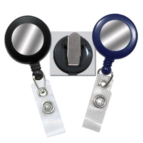 Reinforced Badge Reel w Silver Sticker and Spring Clip