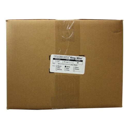 Renz Premium 1 1/2" White 2:1 Twin Loop Ring Wire - 100pk