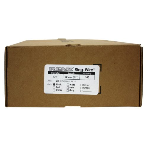 Renz Premium 1/4" Black 3:1 Twin Loop Ring Wire - 100pk