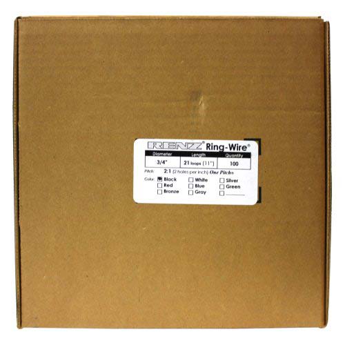 Renz Premium 3/4" Black 2:1 Twin Loop Ring Wire - 100pk