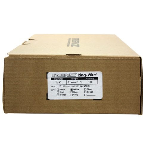 Renz Premium 3/8" White 2:1 Twin Loop Ring Wire - 100pk