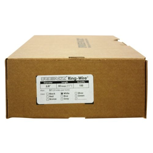 Renz Premium 3/8" White 3:1 Twin Loop Ring Wire - 100pk