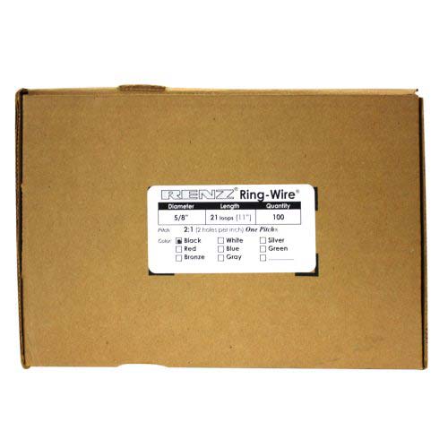 Renz Premium 5/8" Black 2:1 Twin Loop Ring Wire - 100pk