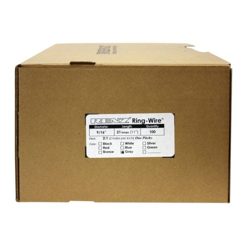 Renz Premium 9/16" Gray 2:1 Twin Loop Ring Wire - 100pk