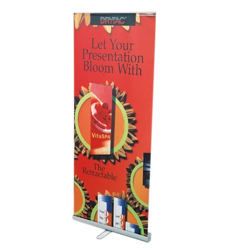 The Retractable II Silver 33.5"  Single-Sided Retractable Banner Stand