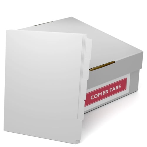 MyBinding Reverse Collated 1/5th Cut 90lb Plain Paper Copier Tabs - 1250 Tabs/Carton
