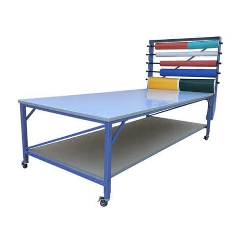 5' x 10' Rhino Work Table with 3/4" MDF Top/Cutting Mat/Roll Holder/Shelf