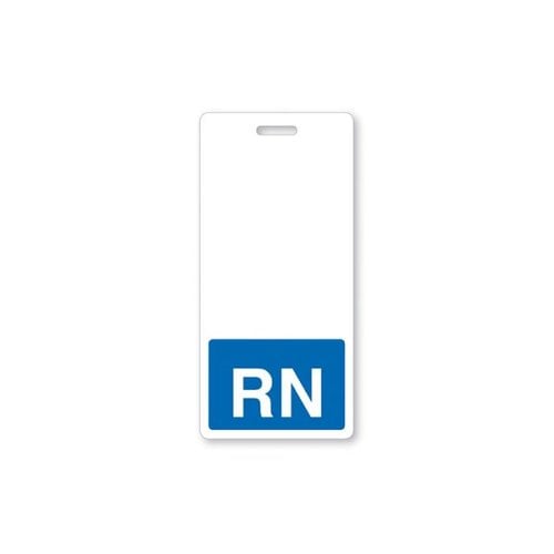 RN Badge Buddies (Blue Bar/White Text) - 25pk