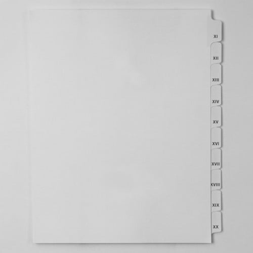 Avery Style Letter Size Collated Roman Numeral Side Tab Legal Indexes