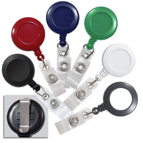Round Badge Reel with Belt Clip and Reinforced Strap
