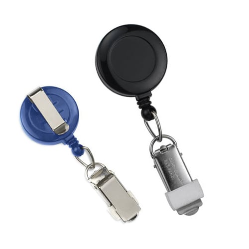 Round Badge Reel with Card Clamp and Slide Clip - 25pk