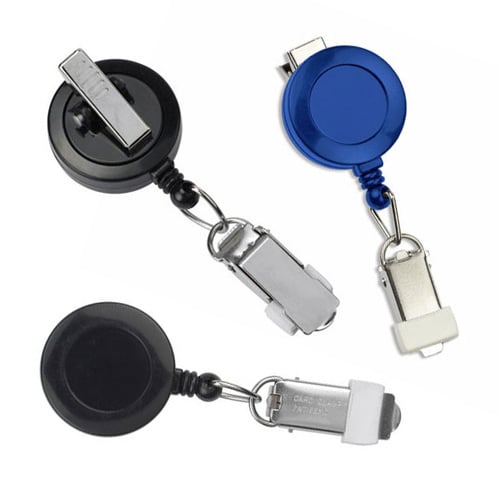 Round Badge Reel with Card Clamp and Swivel Clip - 25pk