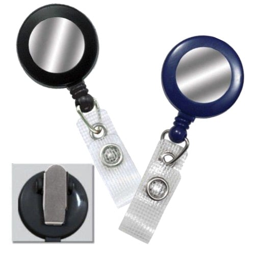 Round Badge Reel with Silver Sticker and Spring Clip - 25pk
