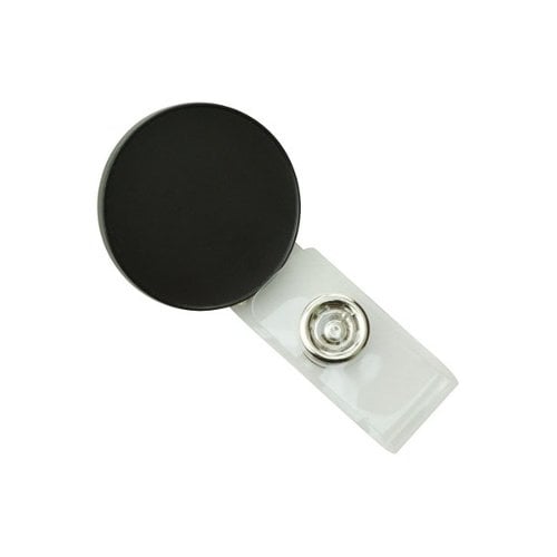 Round Black LogoClips with Swivel Clip and Clear Strap - 25pk