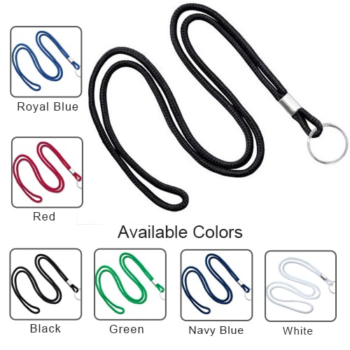 Round Cord Lanyard with Ring - 1/8" - 100pk