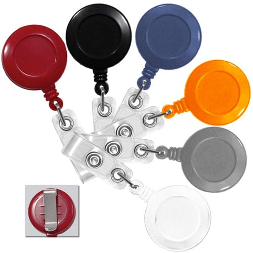 Round Retractable Badge Reel with Slide Clip - 25pk