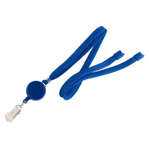 Royal Blue Breakaway Lanyard with Badge Reel and Card Clamp - 3/8" - 100pk