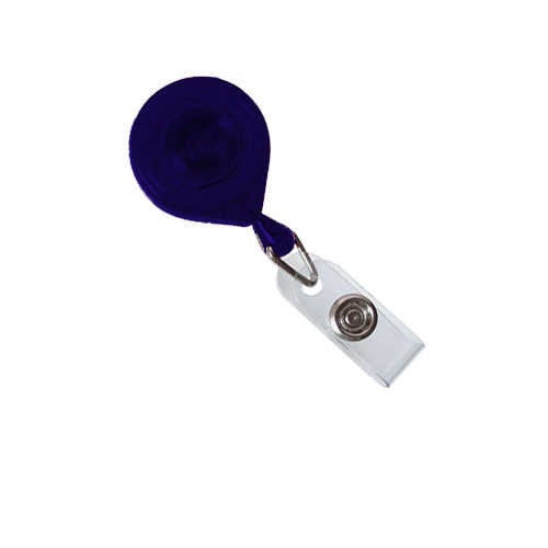 Royal Blue Mini-Bak Badge Reel with Strap and Belt Clip - 25pk