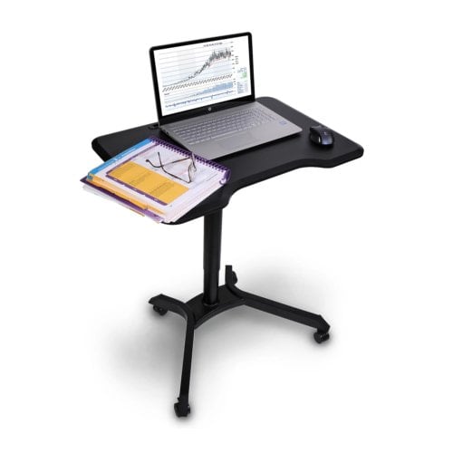 Adjustable Height Black Sit/Stand Mobile Desk with Easy Lift Design - Royal LT28