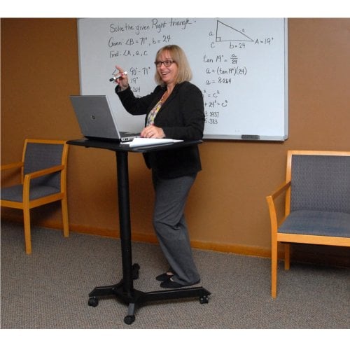 Adjustable Height Black Sit/Stand Mobile Desk with Easy Lift Design - Royal LT28