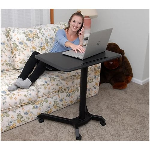 Adjustable Height Black Sit/Stand Mobile Desk with Easy Lift Design - Royal LT28
